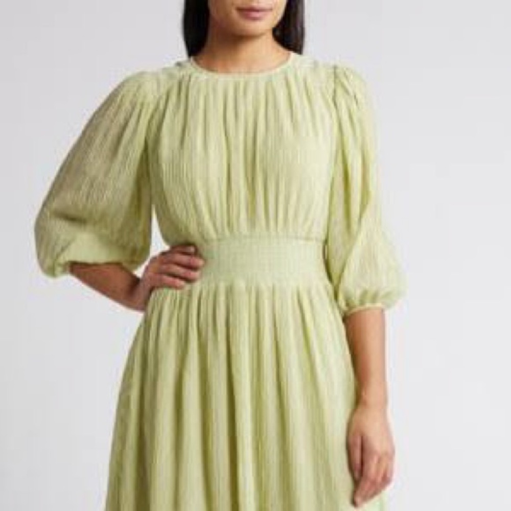 ZOE AND CLAIRE Dusty Mint Green Midi Dress 3/4 Sleeve